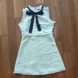 SHEIN Cream Dress with Black Bow Accent